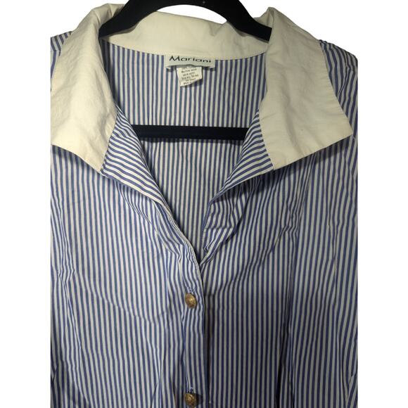 Mariani Blue White Striped Button Size 3XL NWOT - Picture 1 of 7